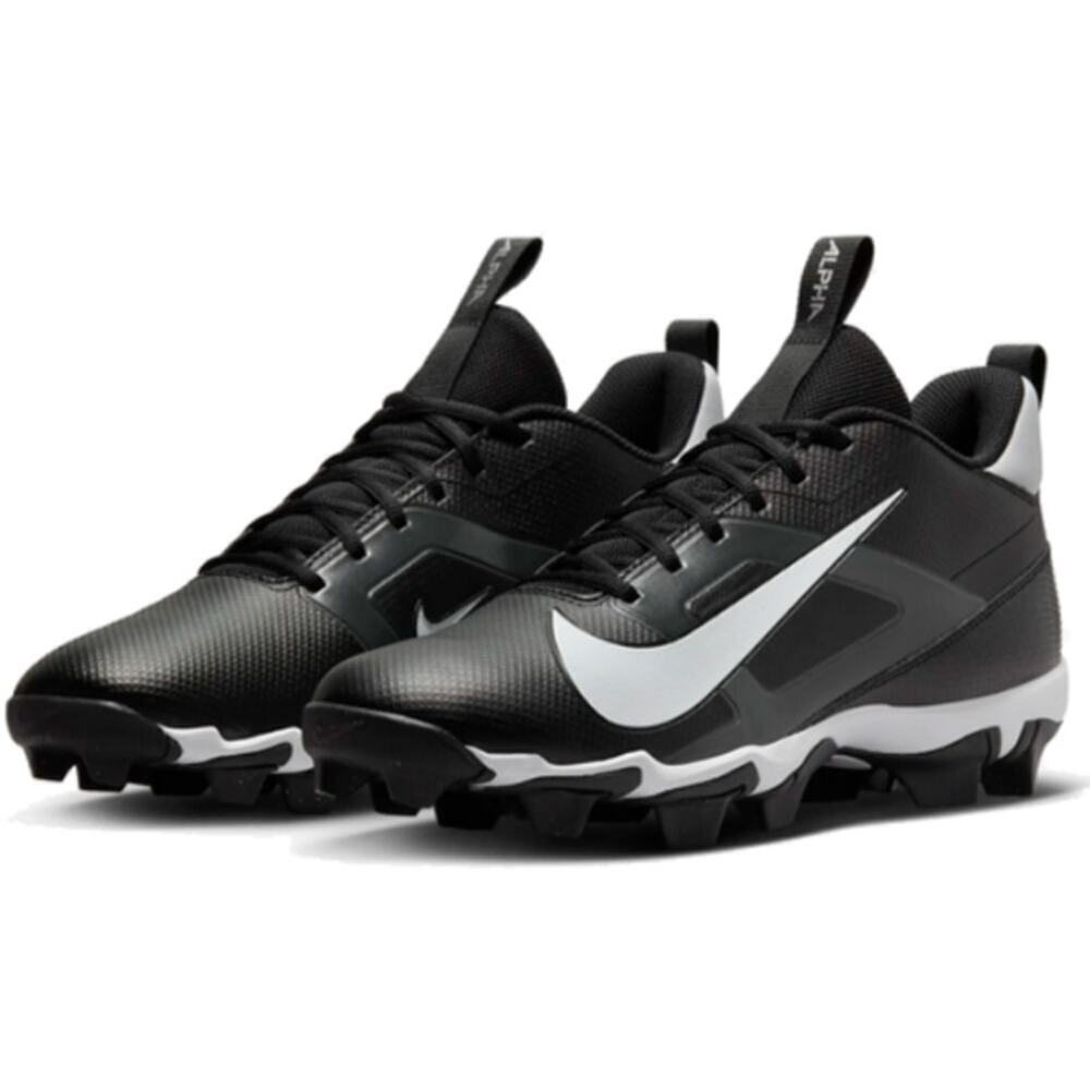 Nike Youth Black Gray Metallic Silver White Alpha Menace 4 Shark Shoes Size 1.5